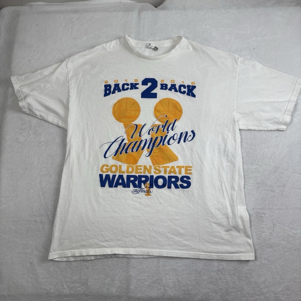 Golden State Warriors 2015-16 NBA Champions Back To Back White Shirt Men's‎ XL